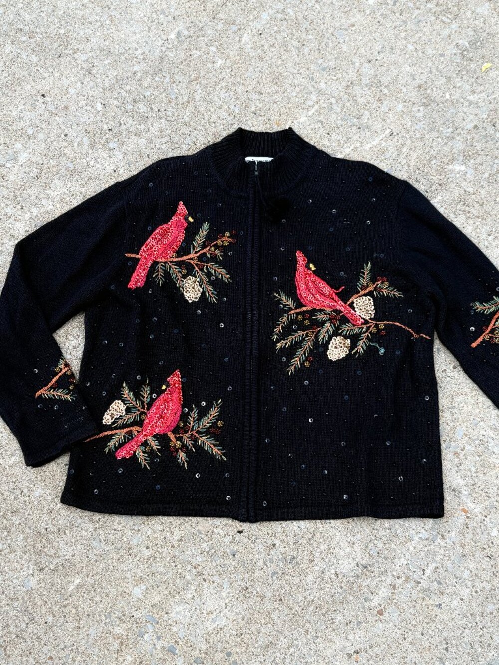 Tiara International 2004 Womens L Cardinal Christmas Sweater Y2K Grannycore 4188